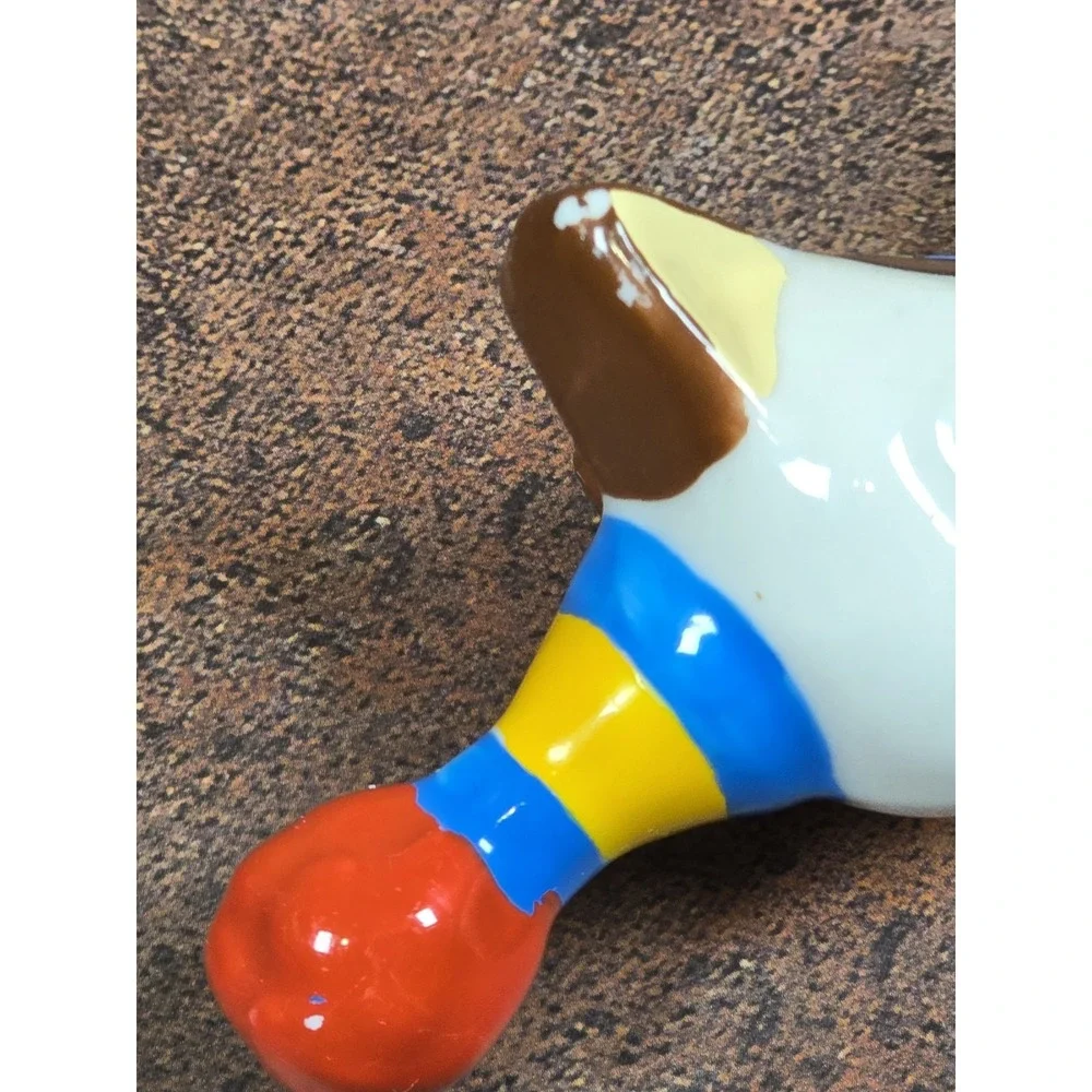 Vintage EDASA Brazil Ceramic Clown Dog Figurine, Mid-Century Whimsical 4.5